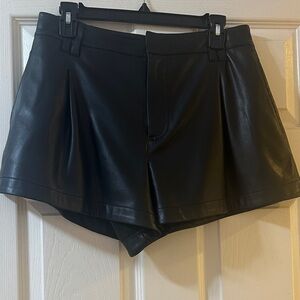 We The Free Black High Waist Leather Shorts